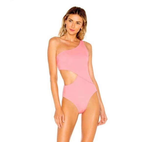Solid & Striped The Claudia One Shoulder One Piece Swimsuit Flamingo Size M - Picture 2 of 15